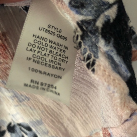 FLORAL PRINT COLD SHOULDER BLOUSE TOP PINK/BLUE WOMENS SMALL - Picture 6 of 7